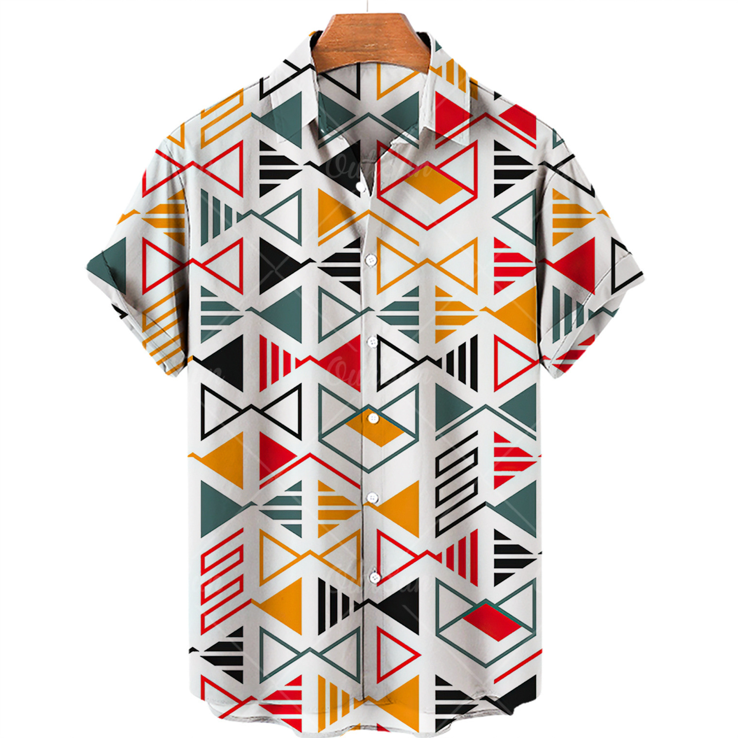 Estación independiente Camisa de manga corta transfronteriza para hombres Camisa impresa digital 3D de rebote de cuatro lados Patrón de diseño de fábrica de origen