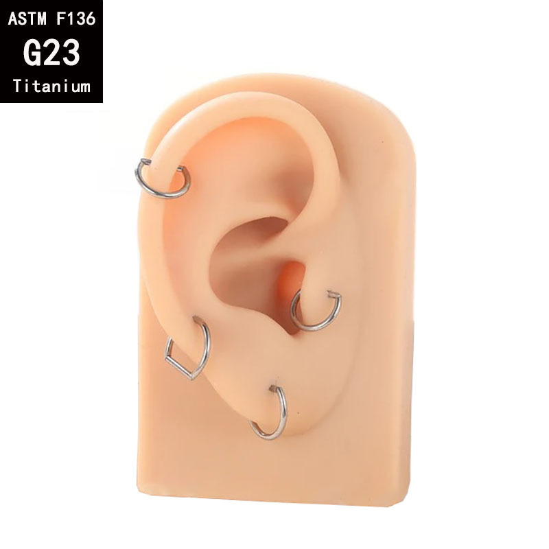 G23 Titanium D-Shaped Seamless Hoop Earring Nose Ring 1.2mm Thick Body Piercing Jewelry detail image 7