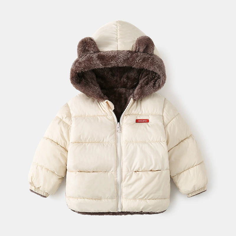 Demi-season children's hoody for leisure, keep warm double-sided down jacket for boys, children's clothing