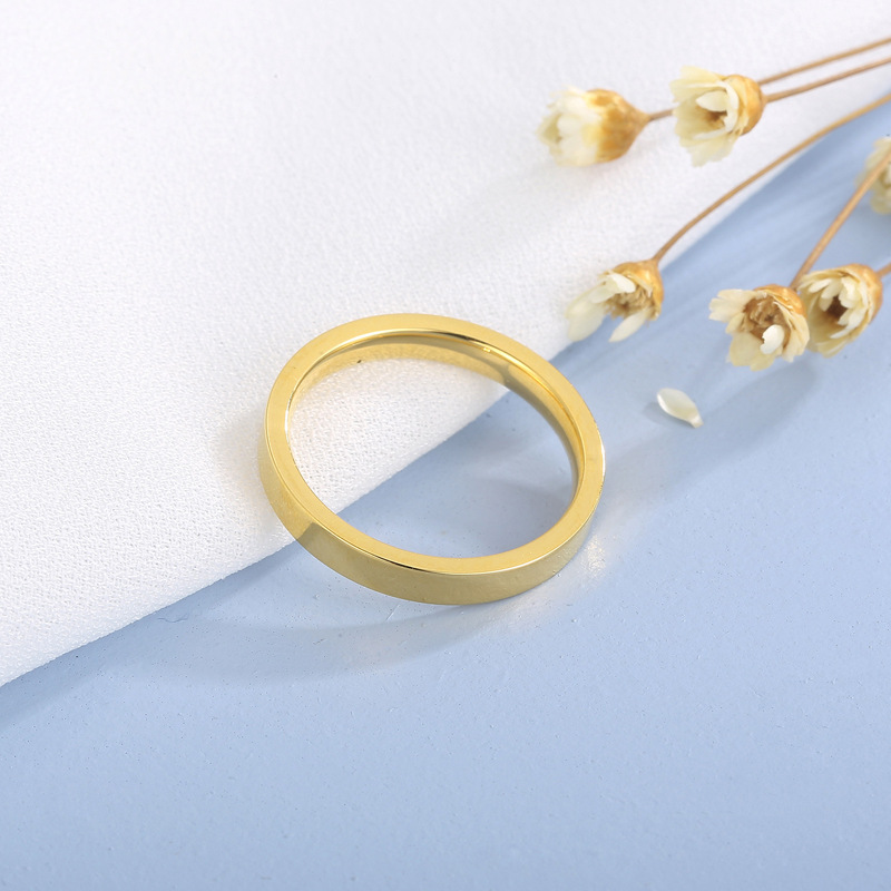 Daily Occasion 304 Stainless Steel Material PVD Coated 18K Gold Plated Round Stainless Steel Fashion Waterproof Non Tarnish Rings