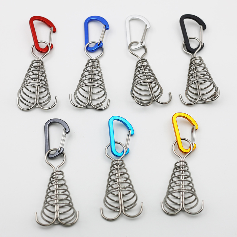 Outdoor Camping Octopus Rope Buckle Camping Deck Peg Wooden Plank Wind Rope Hook Stainless Steel Fixed Tent Fishbone Peg