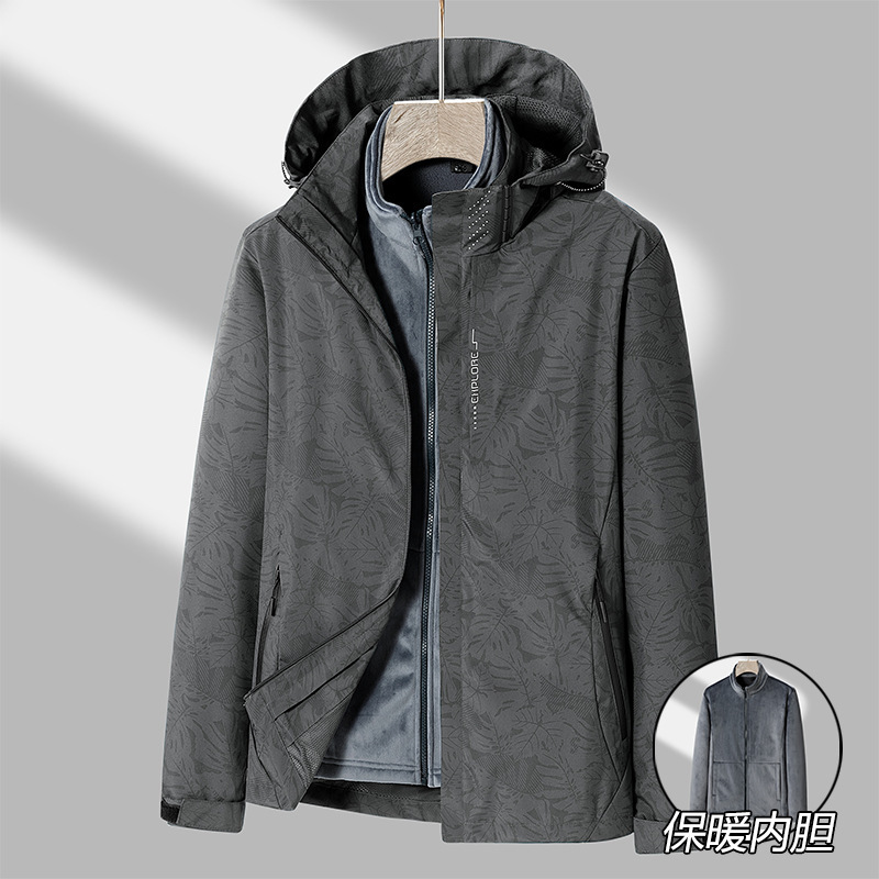Otoño y invierno pareja de terciopelo grueso agitado chaqueta casual de terciopelo hombre y mujer cuello vertical chaqueta de terciopelo 3 en 1 chaqueta de asalto