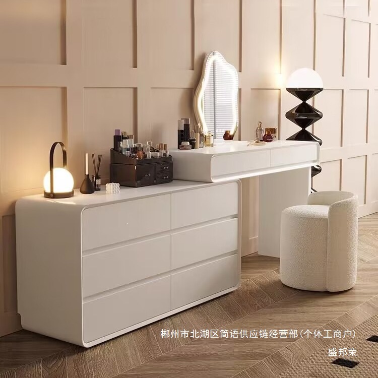 Fábrica directa de 2026 nuevo escritorio de madera maciza lujoso dormitorio simple moderno estilo crema mesa de maquillaje cama cabina trasera