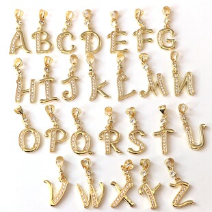 �羳�¿�18k��ɫ΢��ʯӢ��26��ĸ����diy������Ʒ����쉋