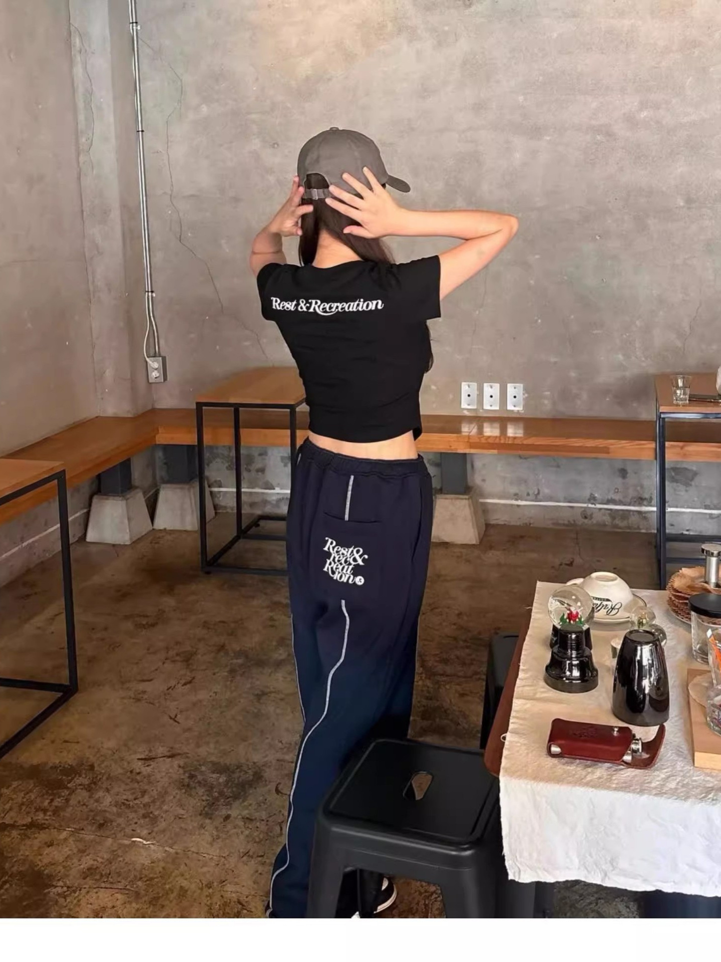 韓国の小衆Rest & RR秋の新型プリントカジュアルライン長ズボン