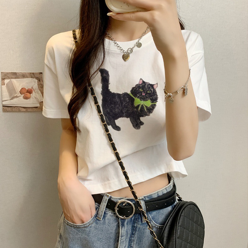 Short summer design cotton T-shirt