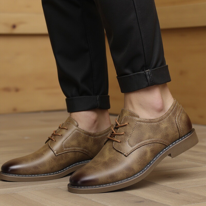 Cross-Border Men's Large Size Casual Shoes, Comfortable All-Season Casual Leather Shoes, Retro Color-Polished Fashionable Men's Shoes Cross-Border Men's Large Size Casual Shoes, Comfortable All-Season Casual Leather Shoes, Retro Color-Polished Fashionable Men's Shoes