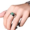 Kuaishou Douyin Live Blue and Green Mossian Diamond Men's Ring Plating PT950 Eight Heart Eight Arrow Gentleman Boss Ring