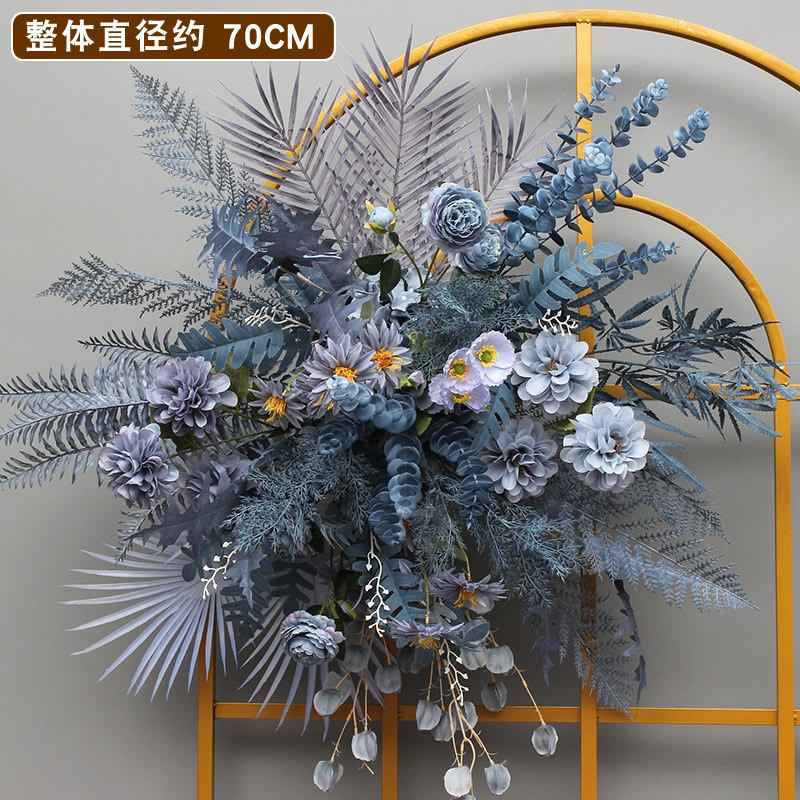 新款婚庆大款地排花绢花成品装饰尤加利花排台路引婚礼花艺|undefined