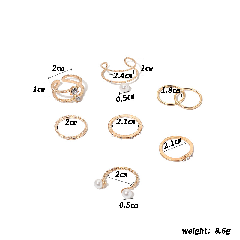 9g Weight Women'S Gender Fashion Pearl Rhinestone Alloy Ring Set 8