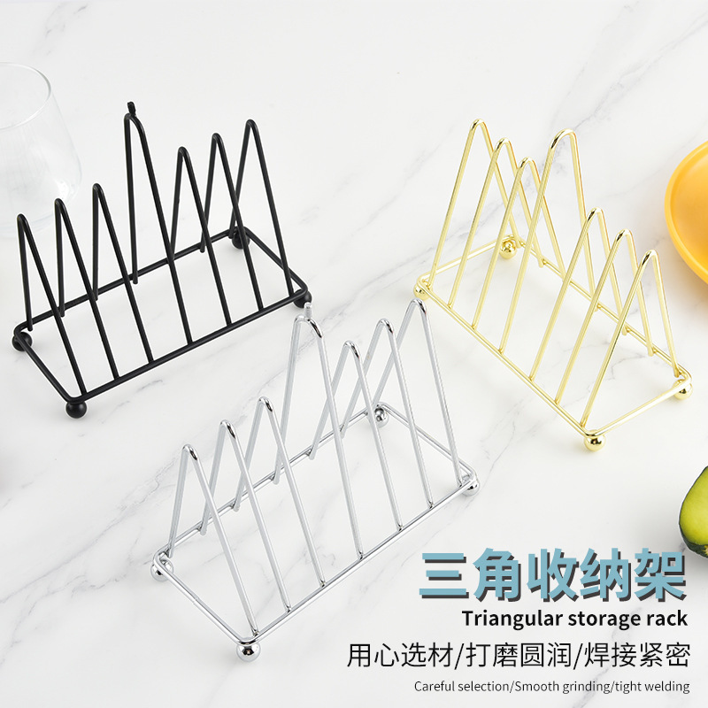 Cross-Border Wrought Iron Tripod Simple Small Dish Rack Metal Storage Rack Drainage Rack Kitchen Plate Storage