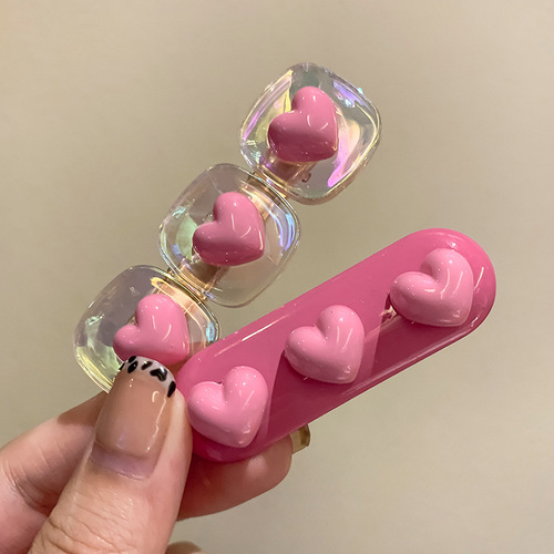 Cute one-word clip pink hairpin hair clip feminine style seamless clip side bangs broken hair spring and summer side clip