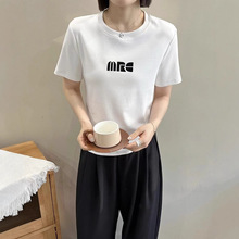春上新【莉莉韩依】意法女装新款印花T恤纯棉短袖女ins韩系宽松