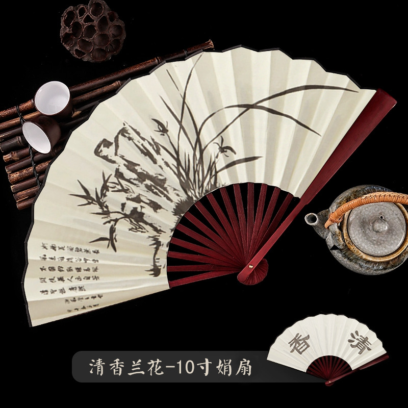 향기 난초-10인치 부채 화이트