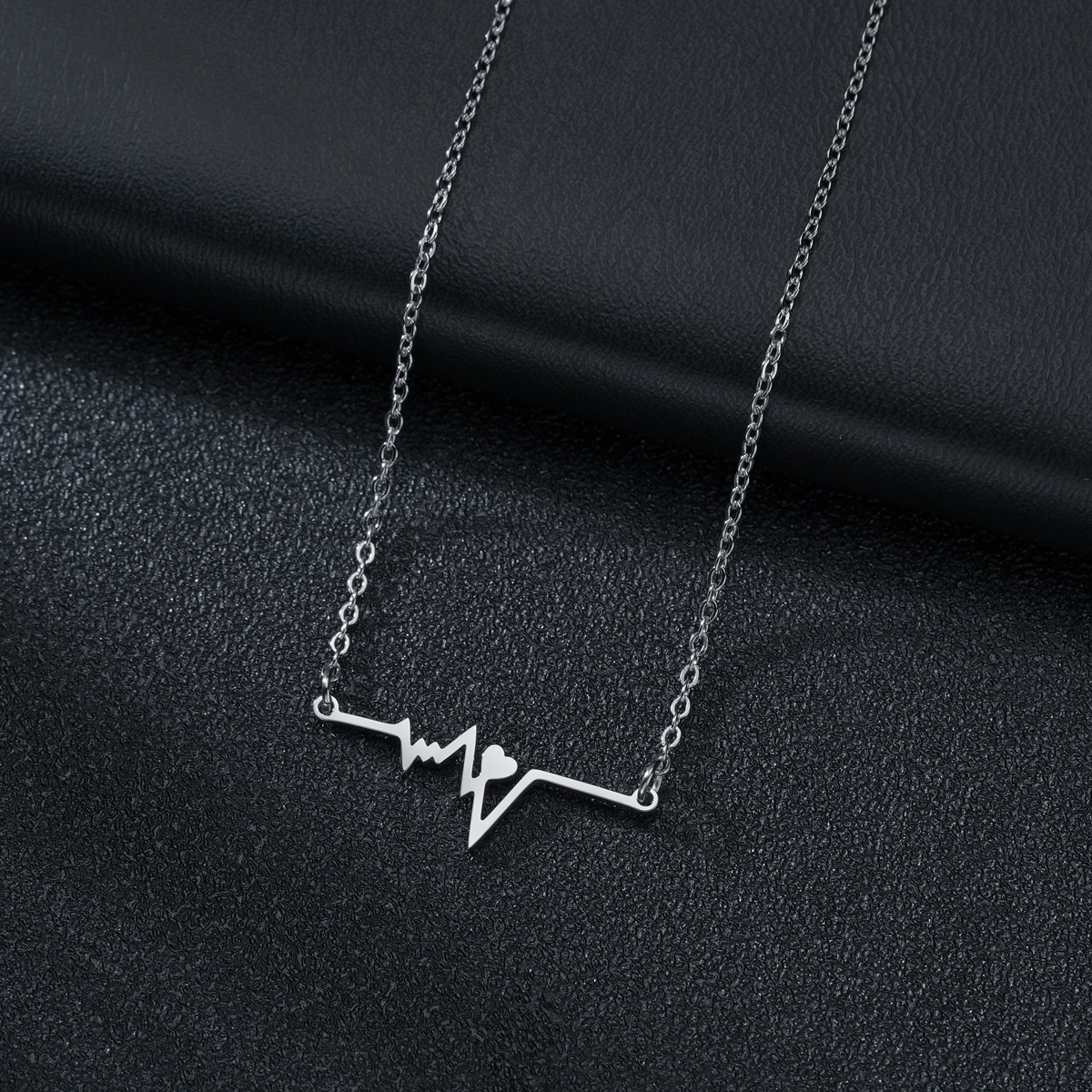 Korean Style Electrocardiogram Stainless Steel Necklace display picture 2