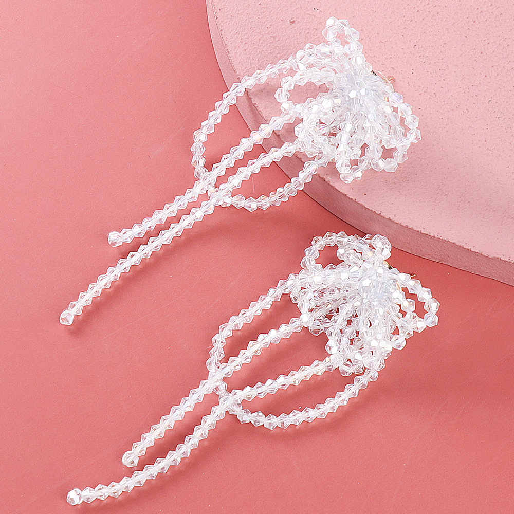 Korean Crystal Tassel Long Earrings Wholesale Nihaojewelry display picture 6