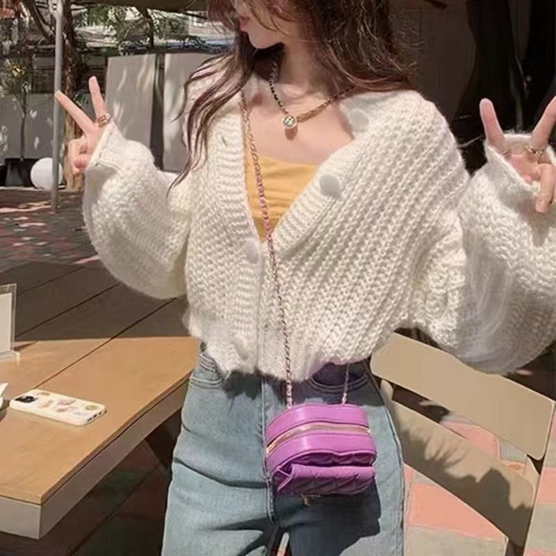 Color sólido simple abrigo de punto de viento abrigo suéter cardigan comercio exterior transfronterizo botón suelto camisa de punto de mujer