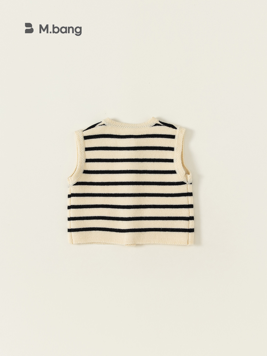 Babycity primavera Chaleco de los nuevos niños versátil cardigan niñas rayas de punto chaleco ropa para niños QY23117