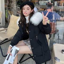 羽绒棉服女中长款2025新爆款加厚保暖棉袄修身显瘦大毛领棉衣外套