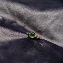 網紅直播熱賣深陽綠玉髓開口戒指女鑲嵌玉石指環彩金戒指時尚大氣