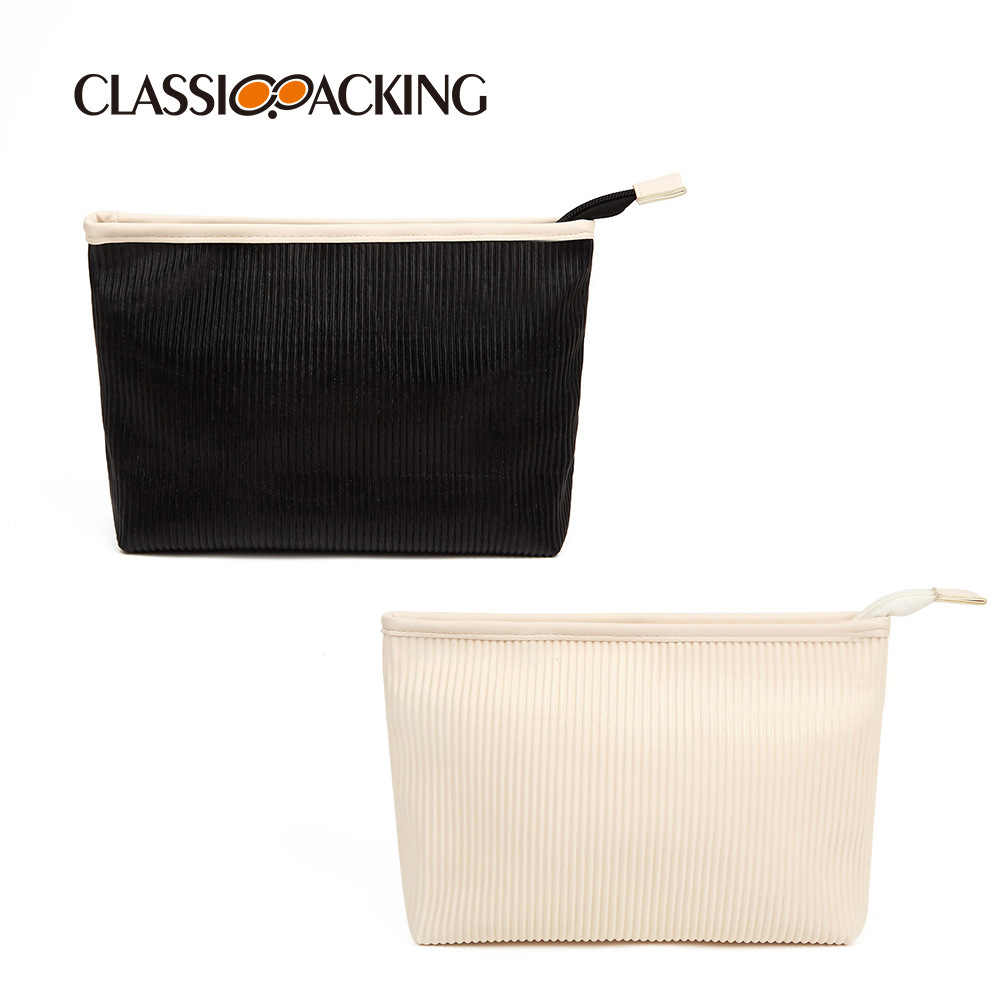 Bolsa de cosméticos japonesa simple, bolsa de lavado portátil de material PU plisado personalizado, bolsa de almacenamiento de productos para el cuidado de la piel de lujo ligero multifuncional