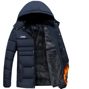 2025 Autumn and Winter Warm Dad's Winter Jacket Middle-Aged Men's Cotton Coat with Fleece and Thickened Cotton Padded Jacket for Middle-Aged and Elderly Men