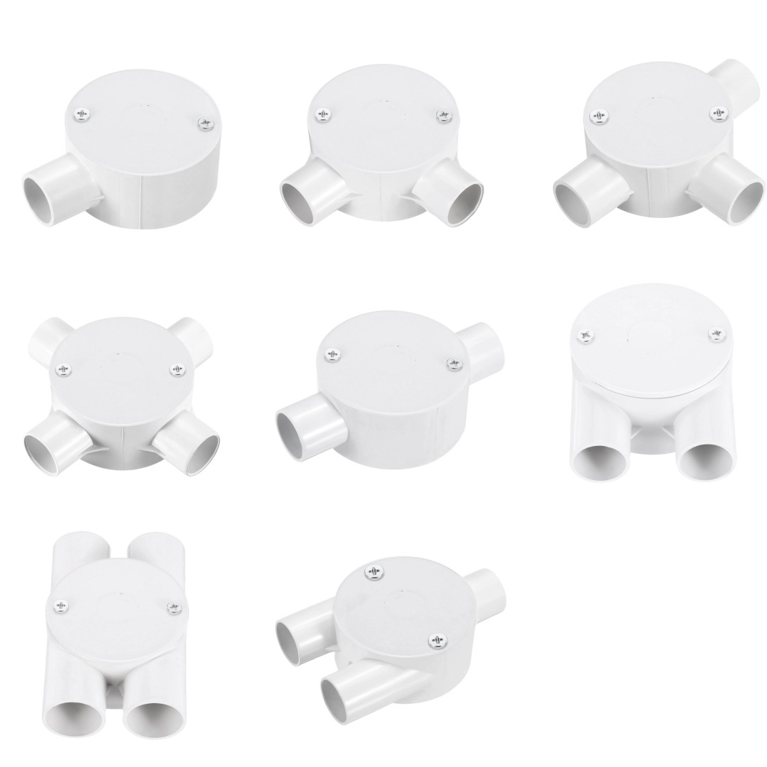 pvc commander box junction box plastic round junction box lamp holder box one two three four curved fork