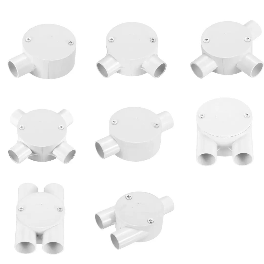 pvc司令盒 junction box塑料圆型接线盒灯头盒一二三四曲通叉