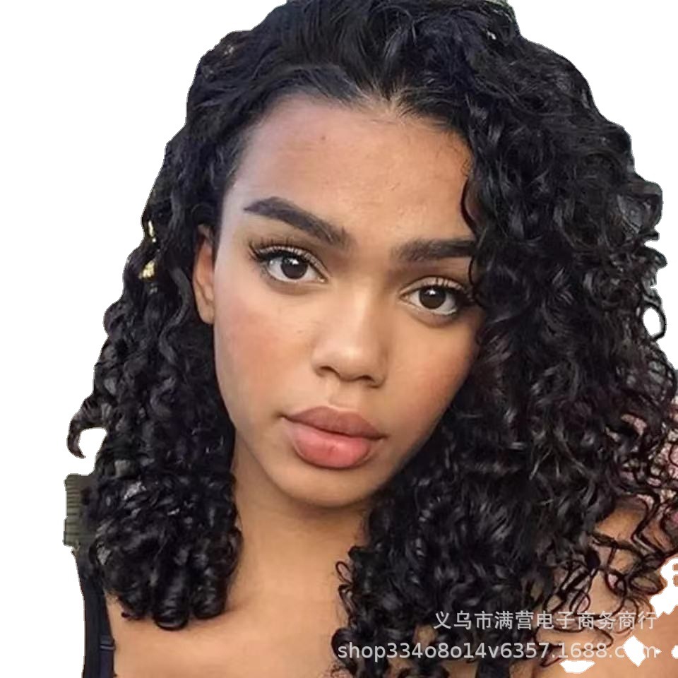 Wish New Cross-border European And American Small Curly Hair Cap African Women's Medium And Long Corn Hot Silk Wig Cover