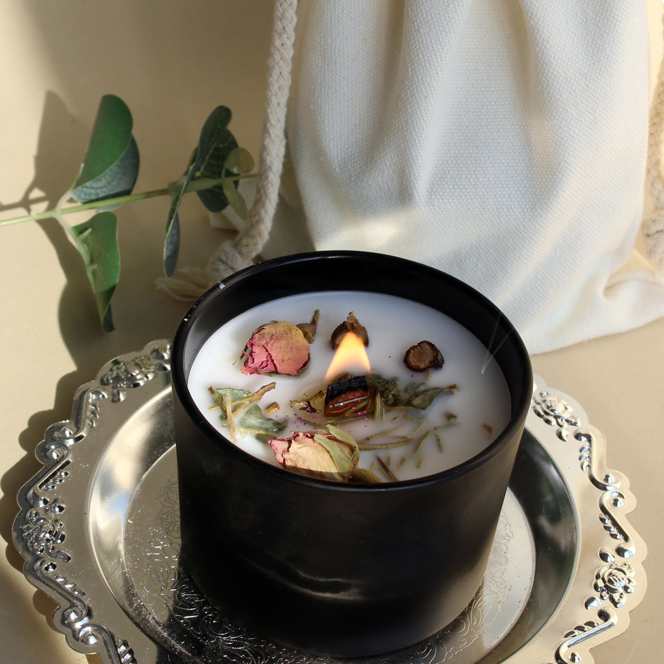 Flor seca cera de banano sin humo verde cera de soja mano regalo de alto nivel cristal vidrio de colores vela