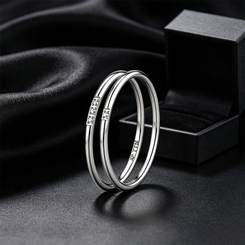 Anillos de Pareja de Acero Inoxidable, Galvanizado, Geométrico, para Mujer image 7