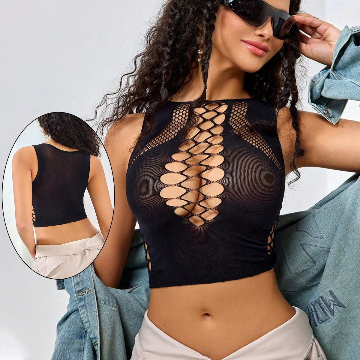 Women's Bodysuit European Style Gradient, Sheer Lace One‑Piece, Stretch Fit (Average Size)