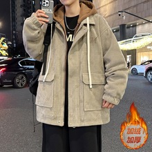 秋冬款加绒加厚外套男孩初高中学生棉服夹克青少年大童冬装冲锋衣