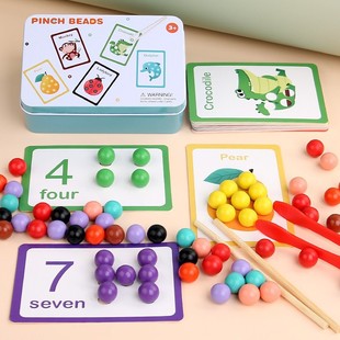 Montessori Digital Matching with Beads Early Education Educational Teaching Aware Mathematics Enlightenment Baby Focus Training Toys Kindergarten
