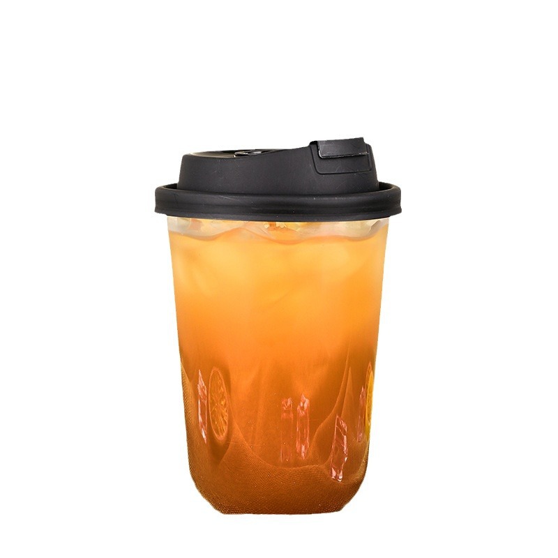89 calibre taza de té de leche desechable taza de café para mascotas té de frutas Té de limón transparente con tapa bebida fría taza comercial