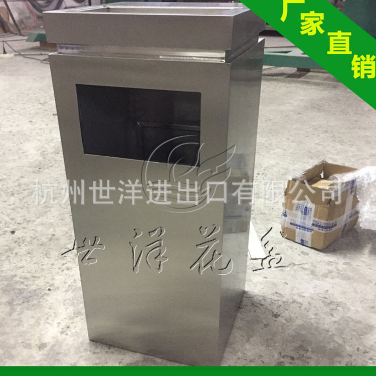 304不锈钢垃圾桶丝网印刷logo高档酒店商场写字楼垃圾桶