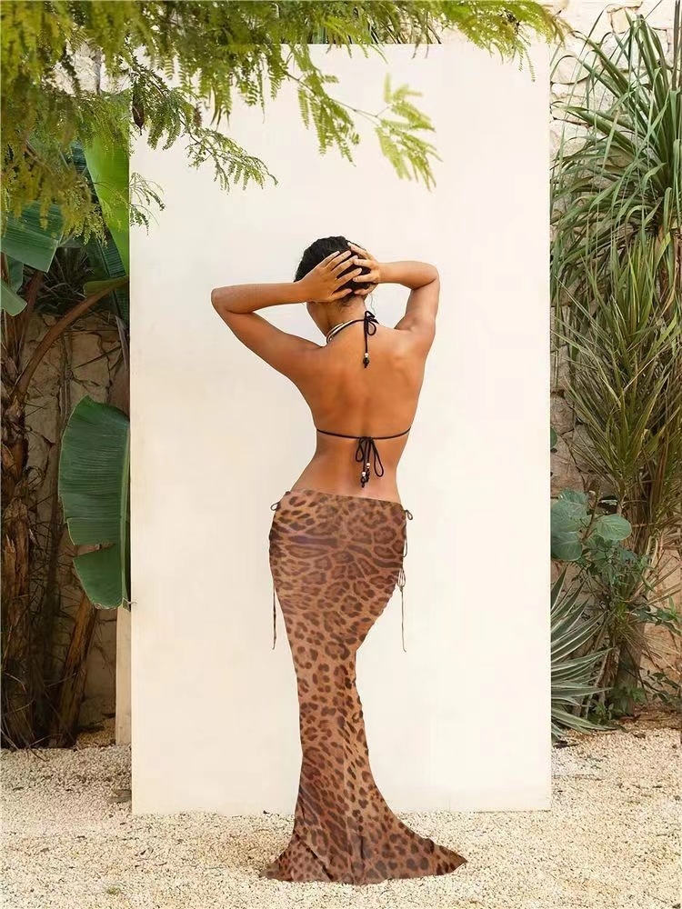 Women's Vacation Zebra Leopard Printing 3 Pieces Set Bikinis Swimwear display picture 10