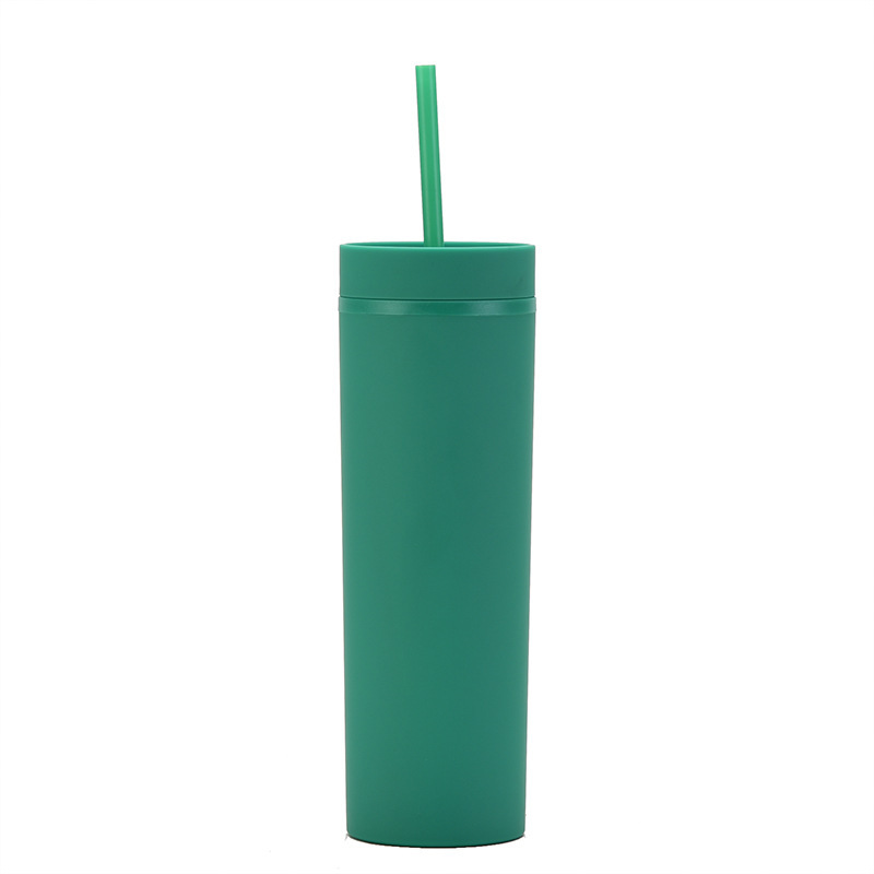 国境を越えたスポットskny二重プラスチックカップカスタムシンプルなゴム塗料カップ16オンス密封ストレートストローカップ|undefined