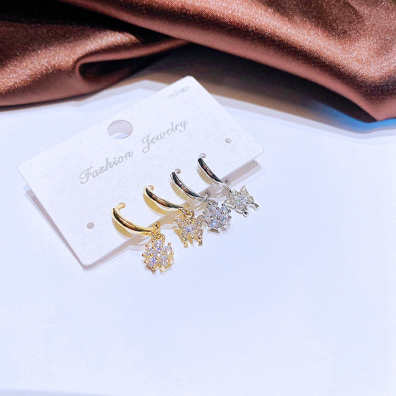 Fashion Flower Butterfly Earrings Gold Plated Zircon Inlaid Earrings Wholesale