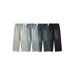 CATTEE new American fashion washed straight jeans men's versatile loose simple casual trousers fashion