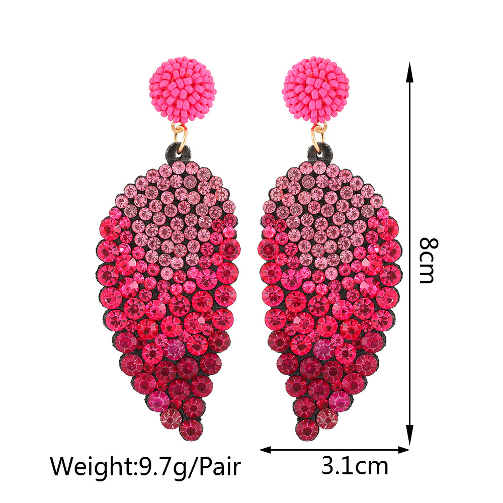 1 Pair Fashion Leaf Rhinestone Inlay Rhinestones Women's Drop Earrings display picture 1