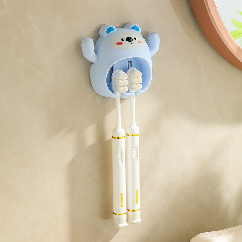 クマ歯ブラシホルダー歯ブラシ収納ラック家庭用壁掛けパンチフリー歯ブラシカップホルダー浴室浴室歯ブラシホルダー|undefined