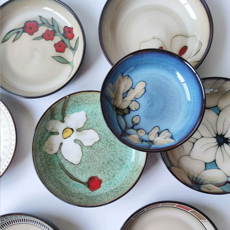 Japanese-style ceramic deep dish, 7–8.5-inch serving bowl, assorted patterns, slight imperfections