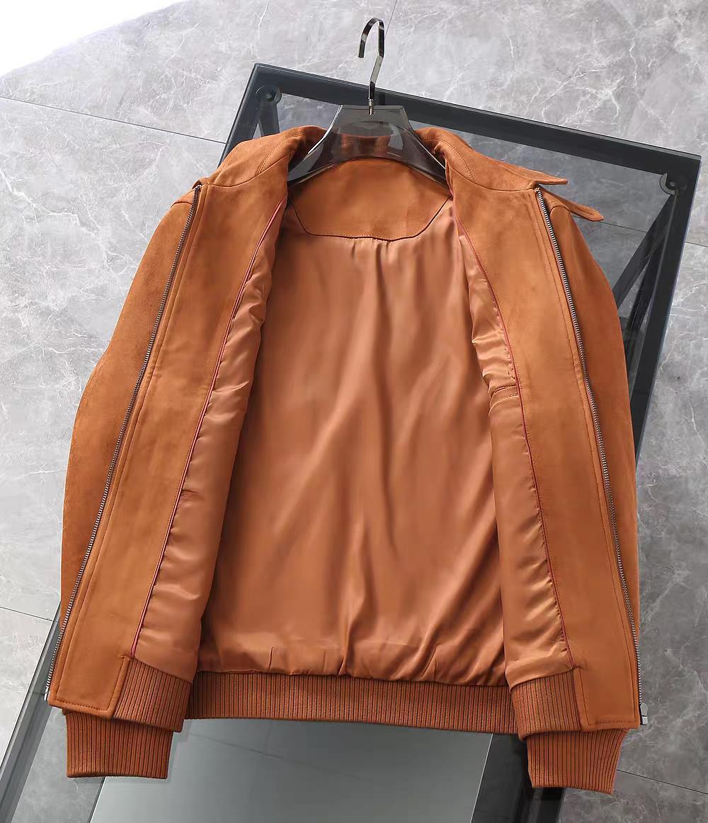 Italian Lp Old Money Style Autumn and Winter Accessible Luxury Men's Lapel Suede Business Simple Casual Harrington Jacket Jacket