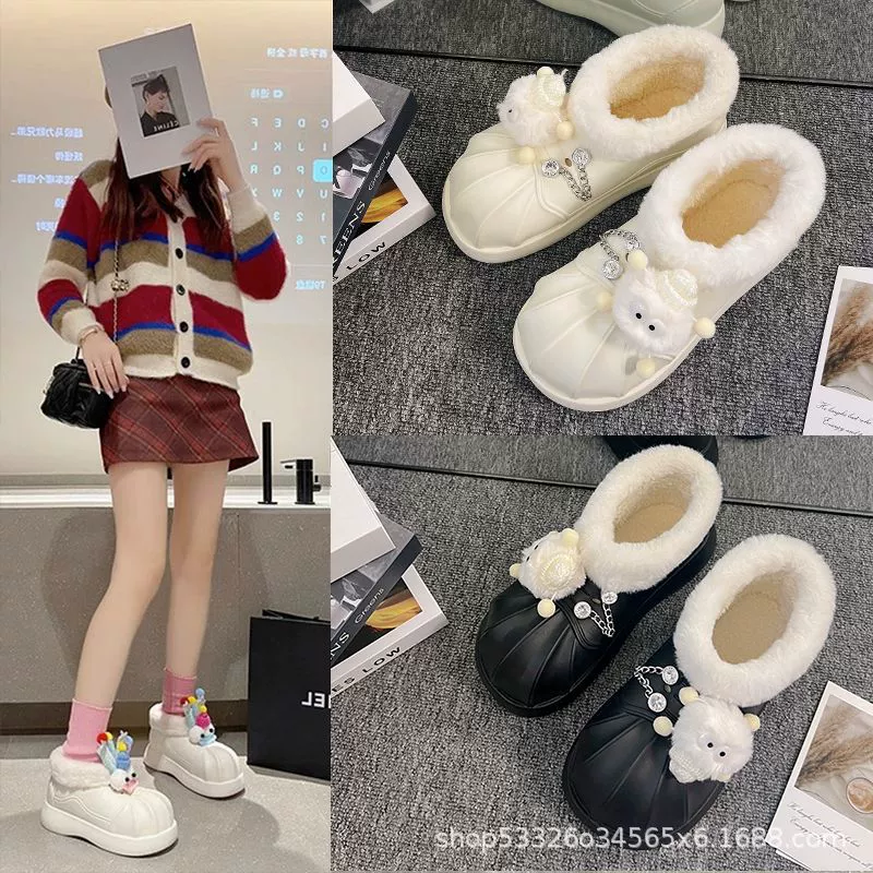 2025 Новые милые мягкие мультяшные бисквитные медвежьи зимние аксессуары для обуви Croc, декоративные цветы для обуви, съемные аксессуары