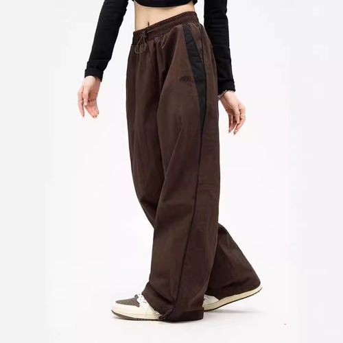 Harajuku Retro Streetwear Casual Joggers Hip-Hop Elastic-Waist Sweatpants High-Waisted Loose-Fit Straight-Leg Wide-Leg Pants – Now Available