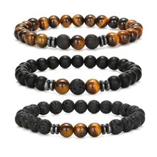 8mm圆珠黄蓝虎眼石弹力绳手链手镯男女黄虎蓝虎火山隔珠手串手链