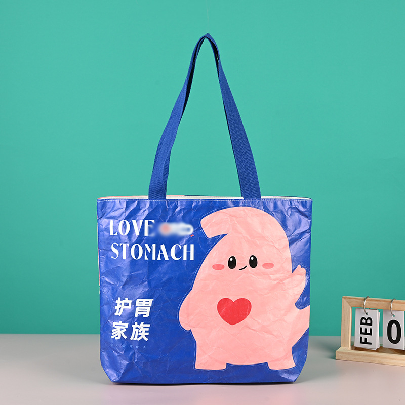 批发飘带杜邦纸袋水洗手提斜挎单肩纸袋简约购物杜邦纸提袋logo印