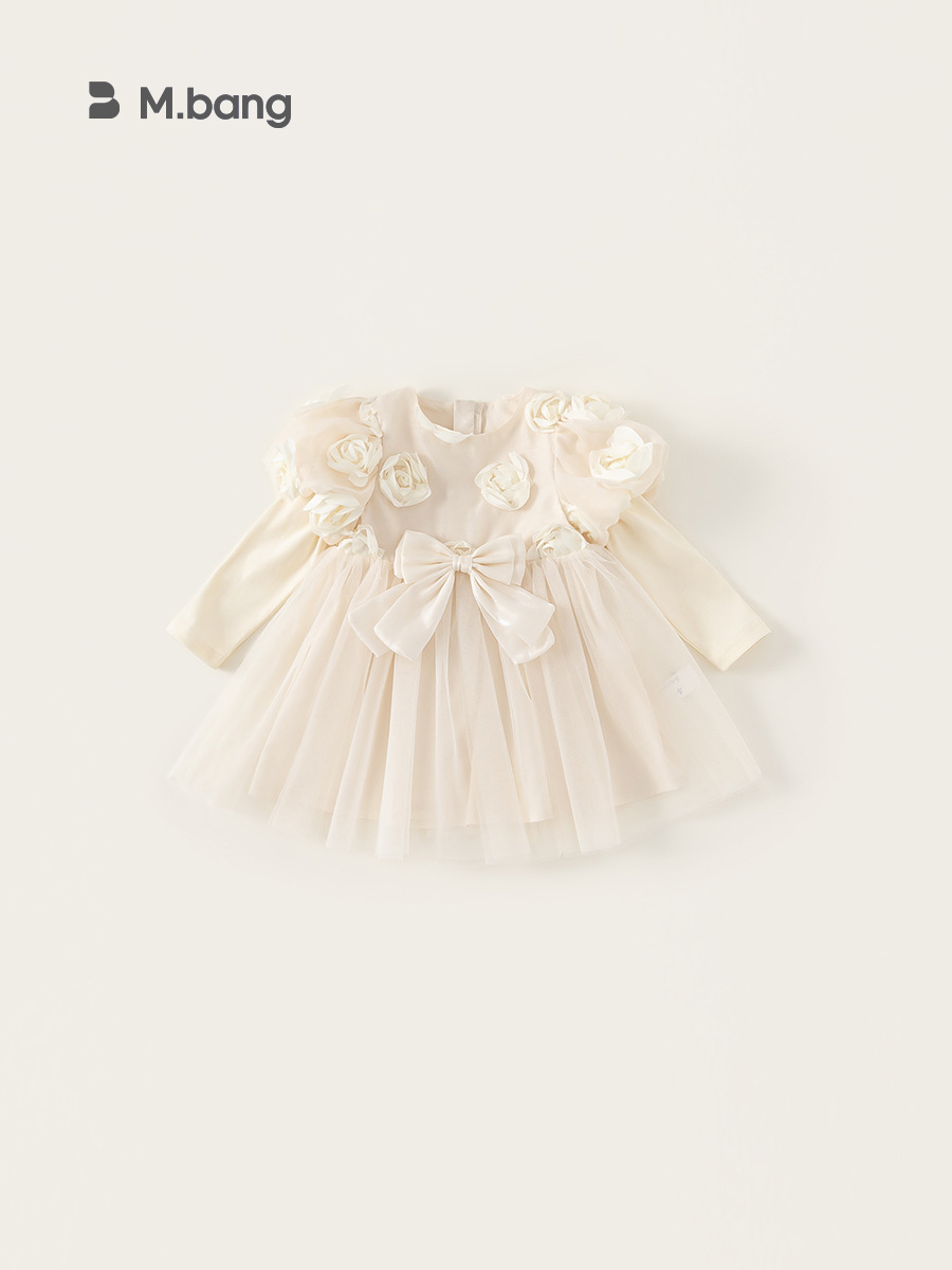 Yubao ropa infantil de niñas burbuja manga malla primavera nuevo dulce bebé vestido de cumpleaños vestido de princesa