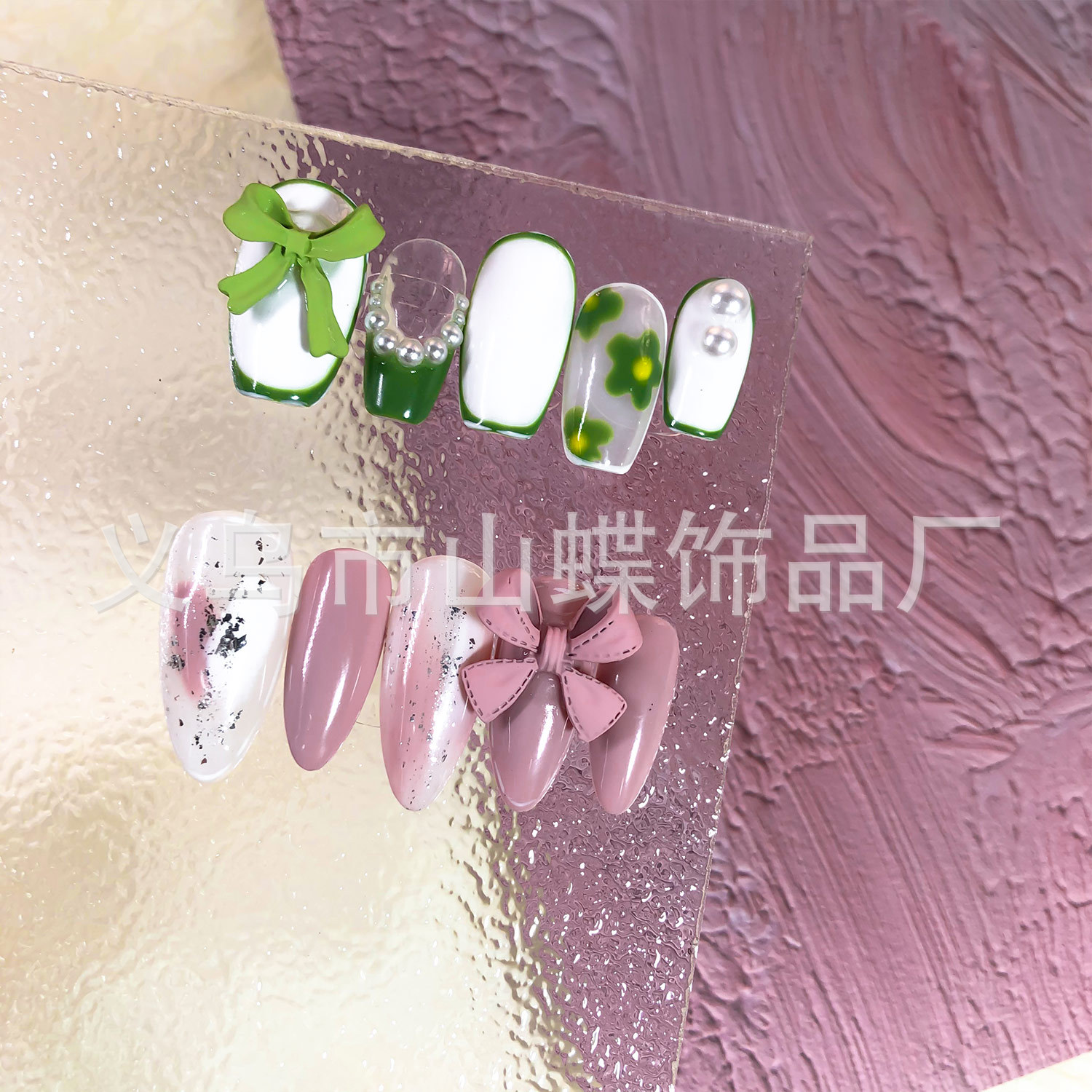 Japanese summer fresh accessory for manicure with bow